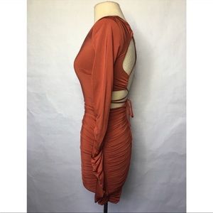 Urban Outfitters Tiger Mist Burnt Orange Long Sleeve Bodycon Dress Open back